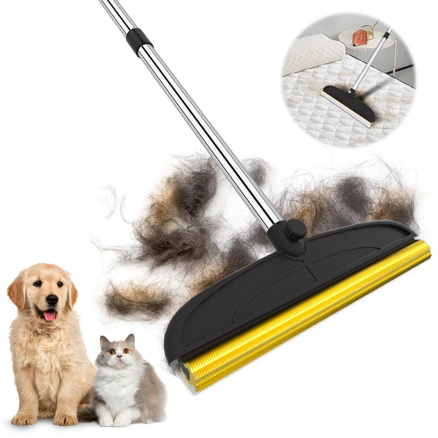 Adjustable Cat Hair Remover and Pet Cleaning Brush with Hanging Ring - Effective Tool for Carpets and Floors, Ideal Valentine's Day Gift