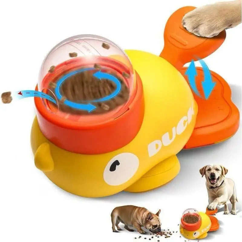 Interactive Duck-Shaped Dog Treat Dispenser Toy - ABS Plastic Slow Feeder Puzzle for IQ Training and Stress Reduction for Dogs of All Sizes