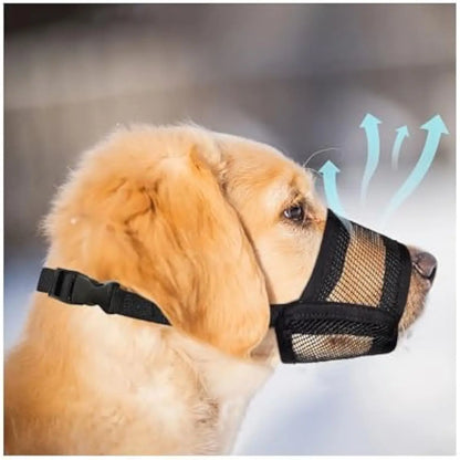 Adjustable Air Mesh Dog Muzzle for Various Sizes - Prevents Biting, Scavenging, Licking, and Chewing - Ideal for Back to School