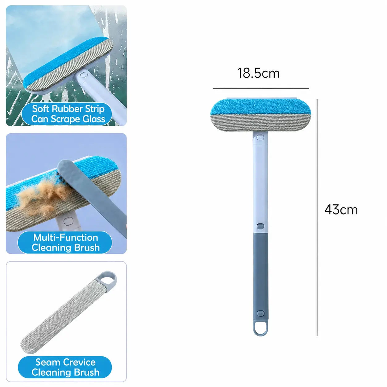 Pet Hair Remover Brush for Couch, Carpet and Clothes, Reusable Lint Brush with Long Handle, Includes 2 Brushes