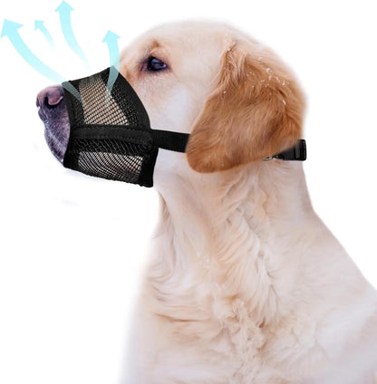 Adjustable Air Mesh Dog Muzzle for Various Sizes - Prevents Biting, Scavenging, Licking, and Chewing - Ideal for Back to School