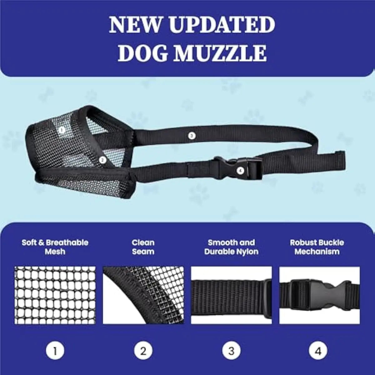 Adjustable Air Mesh Dog Muzzle for Various Sizes - Prevents Biting, Scavenging, Licking, and Chewing - Ideal for Back to School