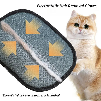 Electrostatic Pet Hair Removal Gloves - Reusable Grooming Tool for Cats and Dogs, Ideal for Furniture, Carpets, and Car Seats