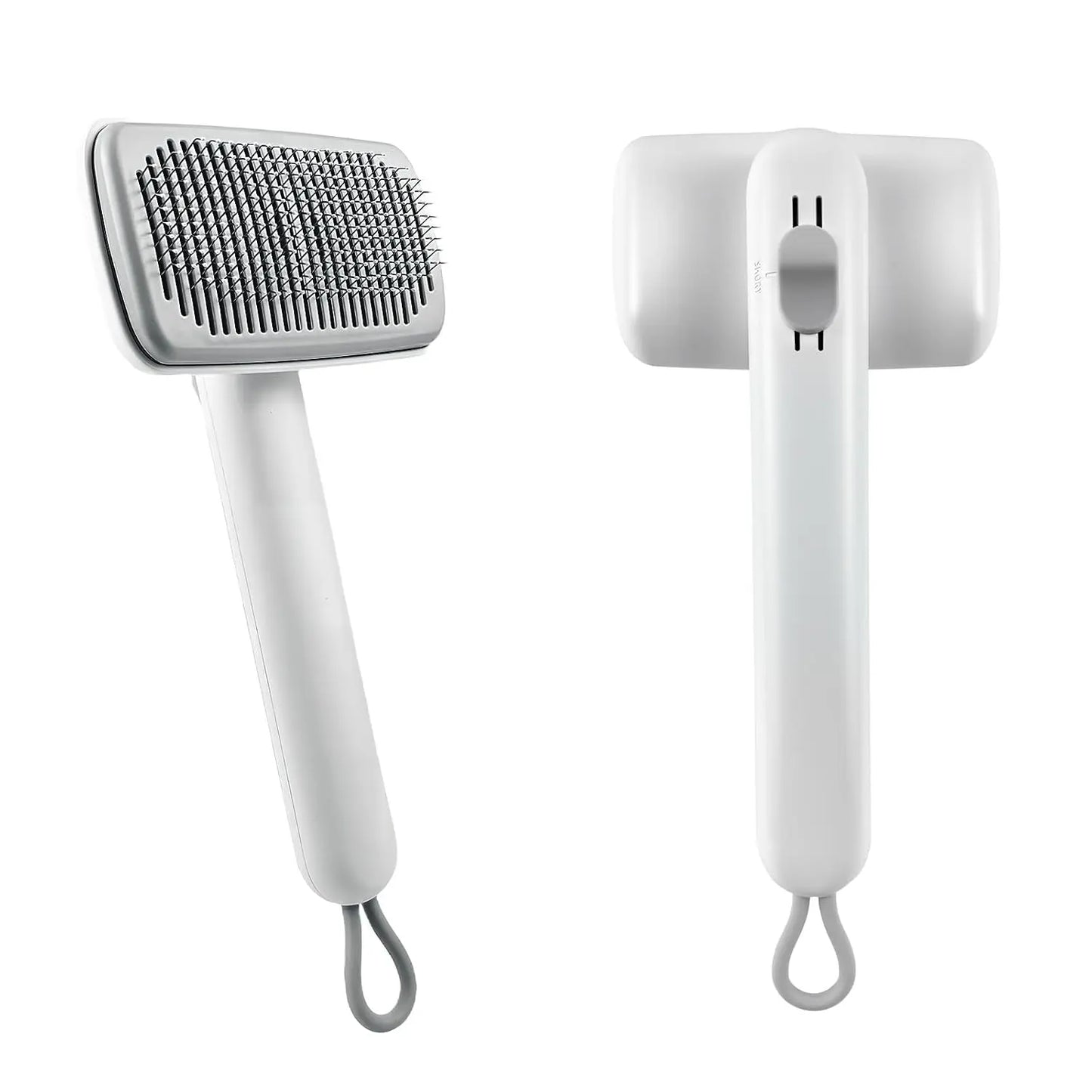 Dog & Cat Button Hair Removal Comb - Universal Self-Cleaning Deshedding Slicker Brush, 1-Click Release, Easy Clean, Shed Control, No Hair Picking