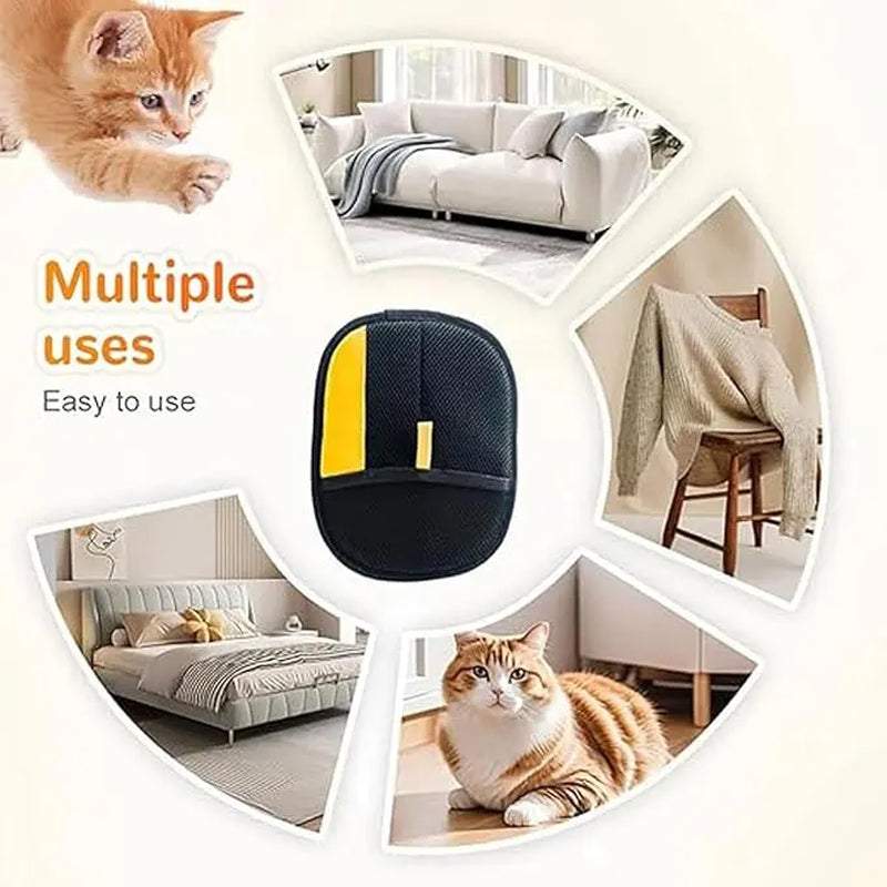 Electrostatic Pet Hair Removal Gloves - Reusable Grooming Tool for Cats and Dogs, Ideal for Furniture, Carpets, and Car Seats